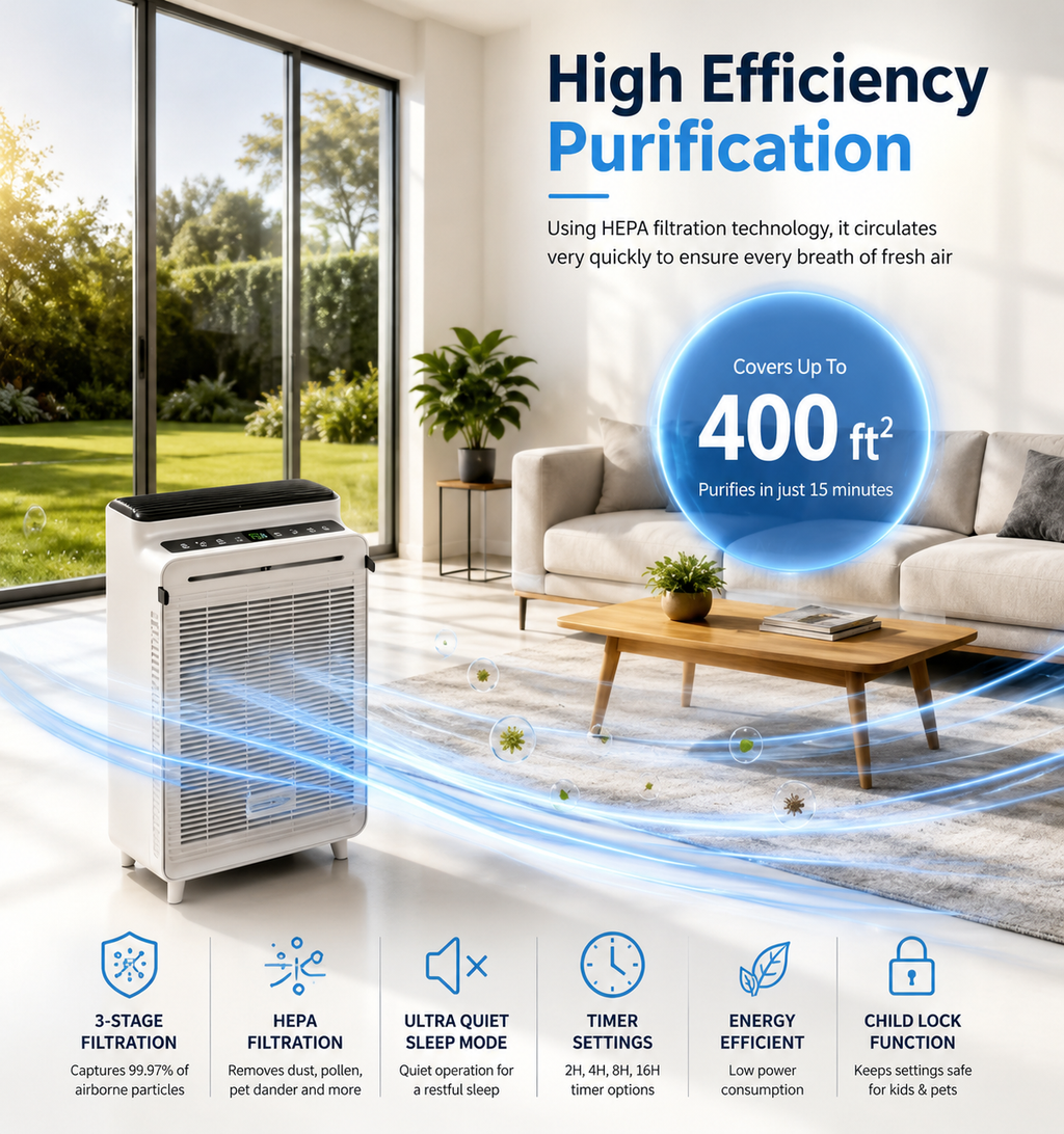 Advanced HEPA Air Purifier for Home