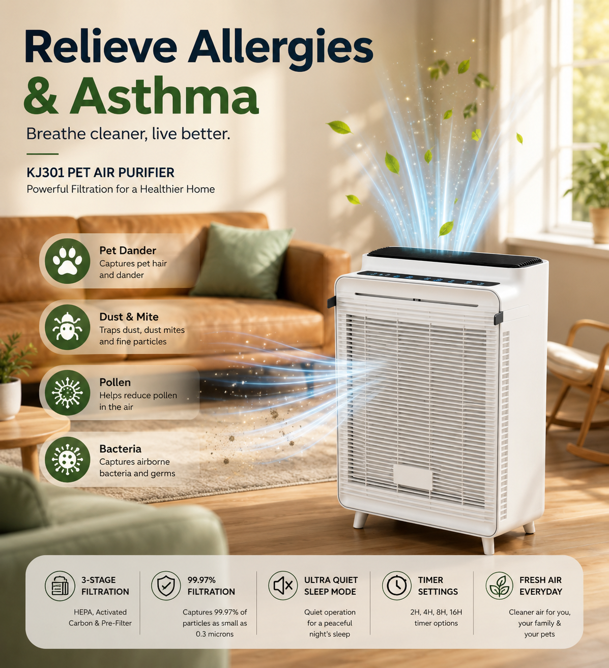 Advanced HEPA Air Purifier for Home